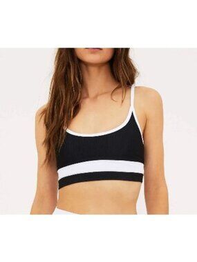 New Beach Riot Women's Size XS Black & White Ribbed Sports Bra/ Bikini Top